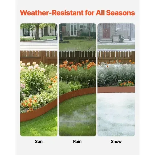 VEVOR Rasenkante, 6er Pack 1016x203,2 mm, Gartenpalisade, Beeteinfassung, Metall-Landschaftseinfassung, biegbare Garteneinfassung, Haifischstachel, Raseneinfassung für Blumenbeete, Hofwegteiler – Bild 2