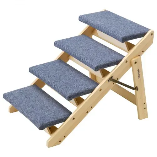 VEVOR Hundetreppe 630x470x490 mm, 4-stufige Hautiertreppe, klappbare Holztreppe geeignet für kleine, mittlere, große, ältere Haustiere sowie Welpen bis 68 kg, Hundeleiter für Betten, Sofas & Autos – Bild 9