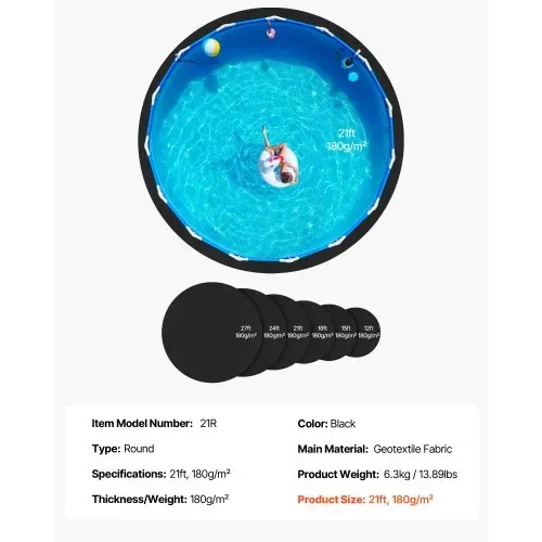 VEVOR Poolunterlage, 6,4 m, Bodenplane für oberirdische Schwimmbecken, extra dicke Bodenschutzplane, Aufstellpool Poolmatte aus Geotextilmaterial, verlängert die Lebensdauer der Folie – Bild 6