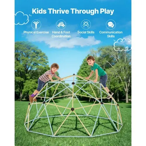 VEVOR Kletterkuppel geometrisches Klettergerüst mit 2 Basketbällen & Netz (305 cm), 453 kg belastbares Klettergerüst, Klettergerät für Kinder von 3 bis 10 Jahren Gartenspielzeug Spielplatz – Bild 5
