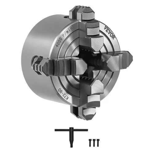 VEVOR 4-Backen-Drehfutter, 80 mm, Spannfutter, 5-80 mm Spannbereich mit T-Schlüssel-Befestigungsschrauben, umkehrbare Backen, HT300-Material, für Holz-Metall-Drehmaschine VEVOR 4-Backen-Drehfutter, 80 mm, Spannfutter, 5-80 mm Spannbereich mit T-Schlüssel-Befestigungsschrauben, umkehrbare Backen, HT300-Material, für Holz-Metall-Drehmaschine