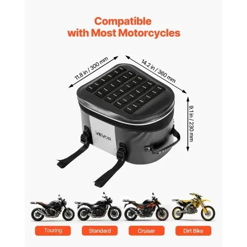 VEVOR Motorradhecktasche 28 L wasserfest, Rücksitztasche Kofferraumtasche für Motorradgepäck, Gepäckaufbewahrung mit Tasche & verstellbarer Schnalle, universell passender Gepäckträger, Schwarz VEVOR Motorradhecktasche 28 L wasserfest, Rücksitztasche Kofferraumtasche für Motorradgepäck, Gepäckaufbewahrung mit Tasche & verstellbarer Schnalle, universell passender Gepäckträger, Schwarz