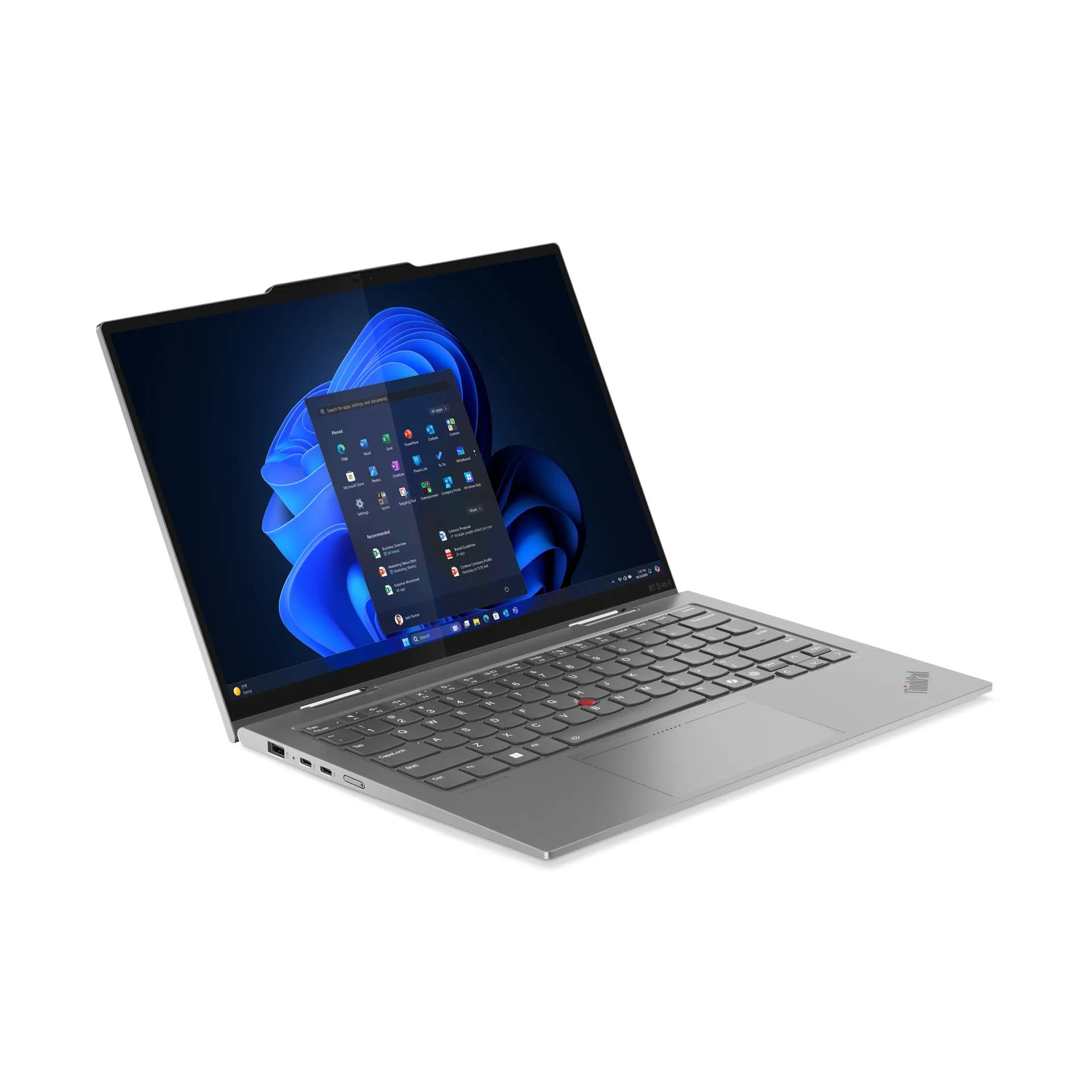 Lenovo ThinkPad X1 2-in-1 Gen 10 Aura Edition Copilot+ PC Intel Core Ultra 7 258V Hybrid (2-in-1) 35,6 cm (14") Touchscreen WUXGA 32 GB LPDDR5x-SDRAM 1 TB SSD Wi-Fi 7 (802.11be) Windows 11 Pro Deutsch Grau – Bild 6