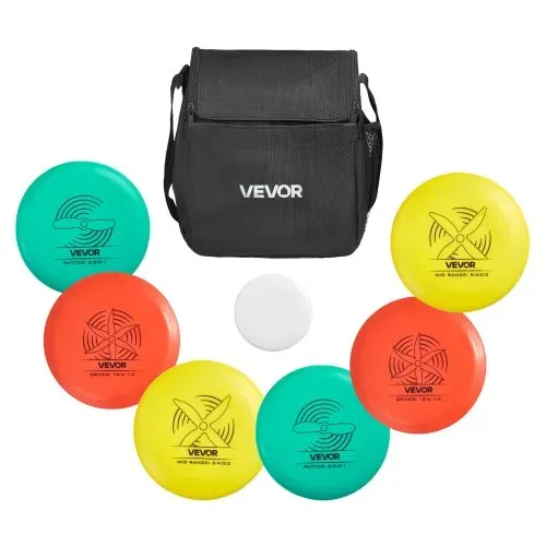 VEVOR Disgolf Set Disc Golf Scheiben (6 + 1 Stk.) für Anfänger, Starter-Set mit Putter, Mid-Range, Driver, inklusive Mini-Marker, tragbarer Rucksack, für Garten Rasen Strand und Park im Freien、 – Bild 8
