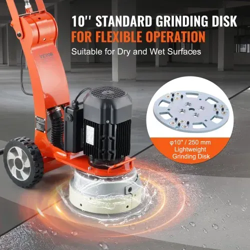 VEVOR Betonbodenschleifer 25,4 cm handgeführte Poliermaschine 3,0 PS – Bild 4