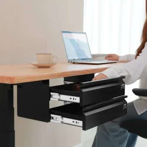 VEVOR Untertisch Schublade 457x227x200mm, Unterbau Schreibtisch, versteckter 2-lagiger Aufbewahrungs-Organizer, Bleistiftschublade unter dem Tisch für Sitz-Steh-Arbeitsplätze zu Hause – Bild 7