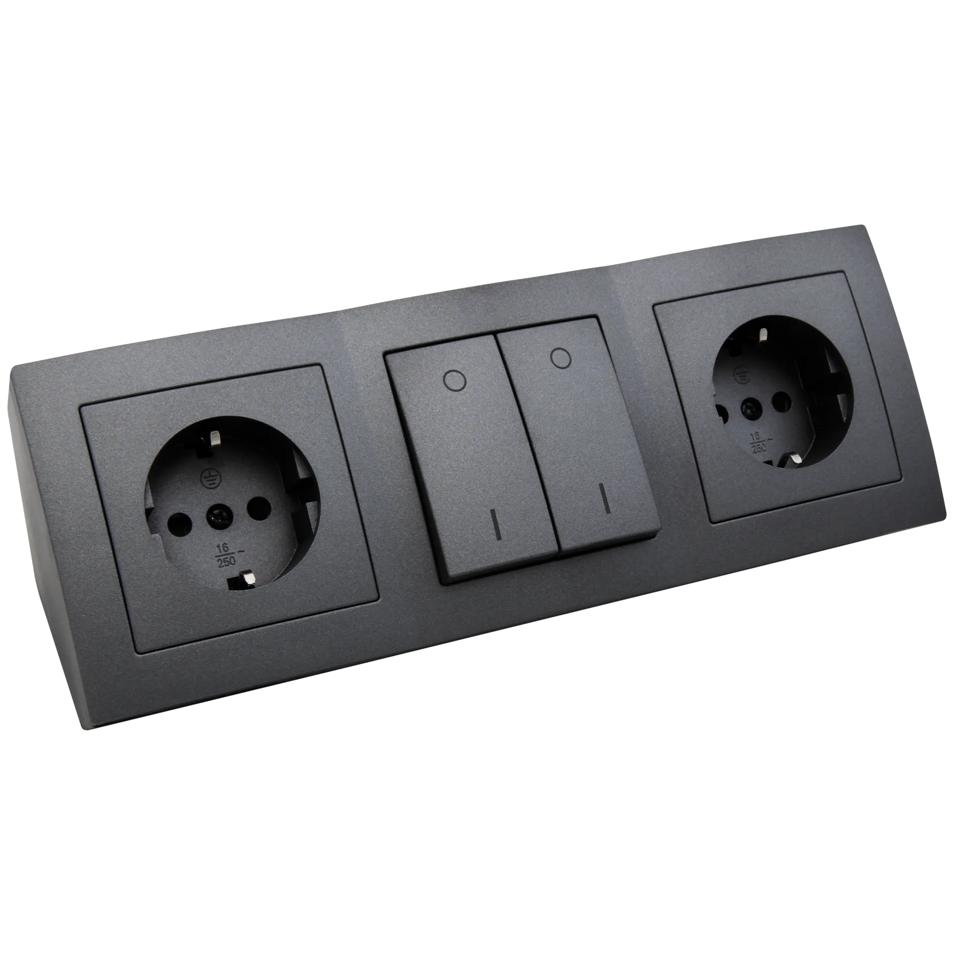 Steckdosenblock McPower “Flair“ anthrazit, 2-fach Schutzkontakt + Schalter Steckdosenblock McPower “Flair“ anthrazit, 2-fach Schutzkontakt + Schalter