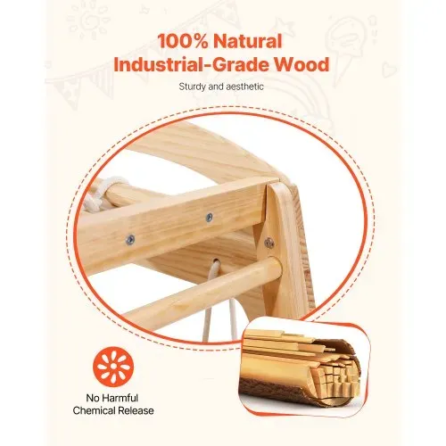VEVOR Indoor Klettergerüst, 7-in-1 Multifunktional Spielplatz, mit Holz- & Seilleiter, Netzleiter, Schaukel, Kletterstange, Rutsche, Kletterwand, Kletterspielzeug für Kinder im Alter von 2-6 Jahren – Bild 3