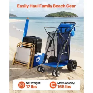 VEVOR Strandwagen mit Vollgummirädern (10 Zoll), Faltbarer Strandtrolley mit Isoliertasche & Schirmhalter, Handwagen (75 kg Belastbar) für bis zu 4 Strandstühle, Strandkarre Ideal für Camping & Angeln VEVOR Strandwagen mit Vollgummirädern (10 Zoll), Faltbarer Strandtrolley mit Isoliertasche & Schirmhalter, Handwagen (75 kg Belastbar) für bis zu 4 Strandstühle, Strandkarre Ideal für Camping & Angeln
