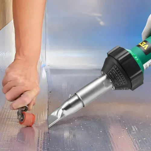 VEVOR Heißluft-Kunststoffschweißgerät, 1600 W Heißluftpistole, 50–600 °C PVC TPO Vinyl Schweißbrenner, 5-teiliges Hot Air Welder Set und 2 Flachdüsen, 1 Nahtrolle, Bürste für PP/PE/PVC-Platten – Bild 7