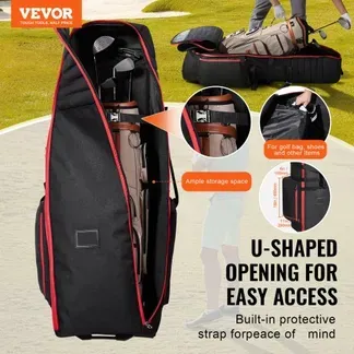 VEVOR Golf Reisetasche Golfgepäck mit Rädern, strapazierfähiges 1800D-Polyester-Oxford, weiche Golfschläger-Aufbewahrungstasche für Flugzeuge, wasserdicht verschleißfest rot + schwarz VEVOR Golf Reisetasche Golfgepäck mit Rädern, strapazierfähiges 1800D-Polyester-Oxford, weiche Golfschläger-Aufbewahrungstasche für Flugzeuge, wasserdicht verschleißfest rot + schwarz