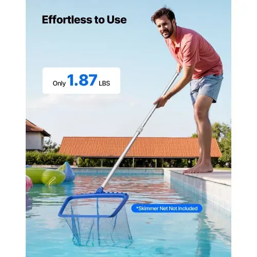 VEVOR Poolstange Schwimmbadstange (1-3,65 m), Poolreinigungsstange für Schwimmbäder, Profi verstellbare Teleskopstange mit Verlängerungsstange, Reinigungsstab für Bürste, Saugkopf, Skimmernetz – Bild 5