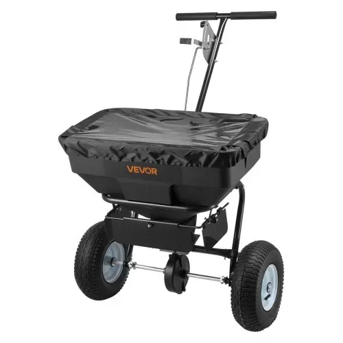 VEVOR Streuwagen, 59 kg Fassungsvermögen, Düngerstreuer 0-3,66 m Streubreite, Saatgutstreuer mit 33 cm Luftreifen, einstellbarer Durchflussmenge, Schleuderstreuer für Dünger, Saatgut & Streusalz – Bild 8