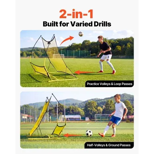 VEVOR Fußball-Rebounder 1830 x 1085 mm, 2-in-1 Rückprallnetz für Ballkontrolle & Passübungen, Rebounder mit Verdickten Fiberglasstangen & Eisenrohren, Trainingsgerät für Jugendliche & Erwachsene – Bild 2