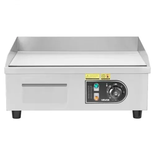 VEVOR Kommerzielle Grillplatte Elektrisch 45 x 30 cm, Bratplatte Elektrogrill 2800 W, Tischgrillplatte 50–300 °C mit 2 Spateln, 2 Bürsten und 4 Fußpolstern, Griddleplatte für Steaks Pfannkuchen – Bild 9