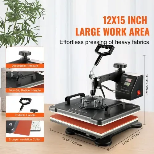 VEVOR Transferpresse 8 in 1 Heißpresse Maschine 38 x 30 cm T-Shirt Presse Maschine Hitzepresse Maschine DIY Heißpresse mit Digitaler LED-Temperatur- – Bild 3