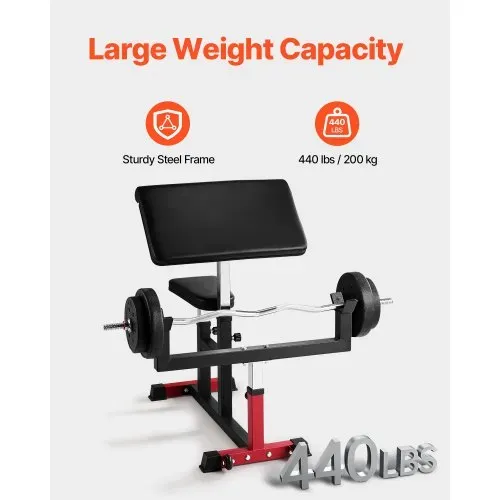 VEVOR Preacher Curlbank Bizepsmaschine für Krafttraining, (Max. Belastung 200 kg) Heim-Fitnessgerät, Bizepsstation für Langhantel und Kurzhanteln im Sitzen, verstellbare Hantelbänke – Bild 3