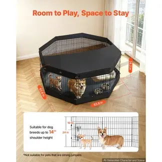 VEVOR Welpenauslauf Hundelaufstall Metall 61cm 8-tlg. Deckel & Bodenmatte, Spielplatz für Kleine Hunde Katzen & Andere Kleintiere Faltbar Durch die Verschiedenen Formen Vielfältig Einsetzbar VEVOR Welpenauslauf Hundelaufstall Metall 61cm 8-tlg. Deckel & Bodenmatte, Spielplatz für Kleine Hunde Katzen & Andere Kleintiere Faltbar Durch die Verschiedenen Formen Vielfältig Einsetzbar
