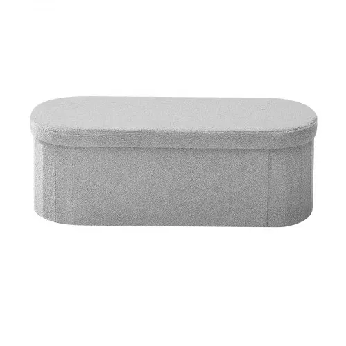 VEVOR faltbare Ottomane mit Stauraum (oval) Fußbank, klappbarer gepolsterter Sitzhocker bis 299,37 kg belastbar, 11 x 38 x 38 cm, Ottomanentruhe für Wohnzimmer Schlafzimmer, Eingangsbereich, Grau – Bild 8
