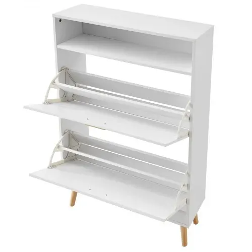 VEVOR Schuhschrank Schmal, Schuhregal Weiß, 800 x 237 x 1205 mm Schuhkipper mit 2 Klappen + oberem Staufach, Schuhkommode 68 kg Tragfähigkeit, Aufbewahrungsschrank Schuh Massivholz für Flur, Outdoor – Bild 9