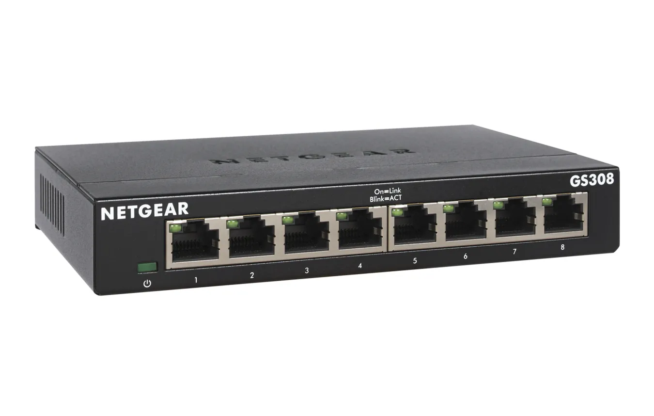 NETGEAR GS308-300PES Netzwerk-Switch Unmanaged L2 Gigabit Ethernet (10/100/1000) Schwarz NETGEAR GS308-300PES Netzwerk-Switch Unmanaged L2 Gigabit Ethernet (10/100/1000) Schwarz