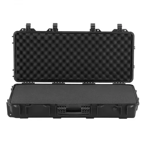 VEVOR Waffenkoffer mit Hartschale für Langwaffen, abschließbarer Gewehrkoffer mit vorgeschnittenen Schaumstoffen, Langwaffenkoffer Waffenaufbewahrung rollbar IP67 wasserfest, 97,8 x 42 x 17,3 cm Schwarz – Bild 8