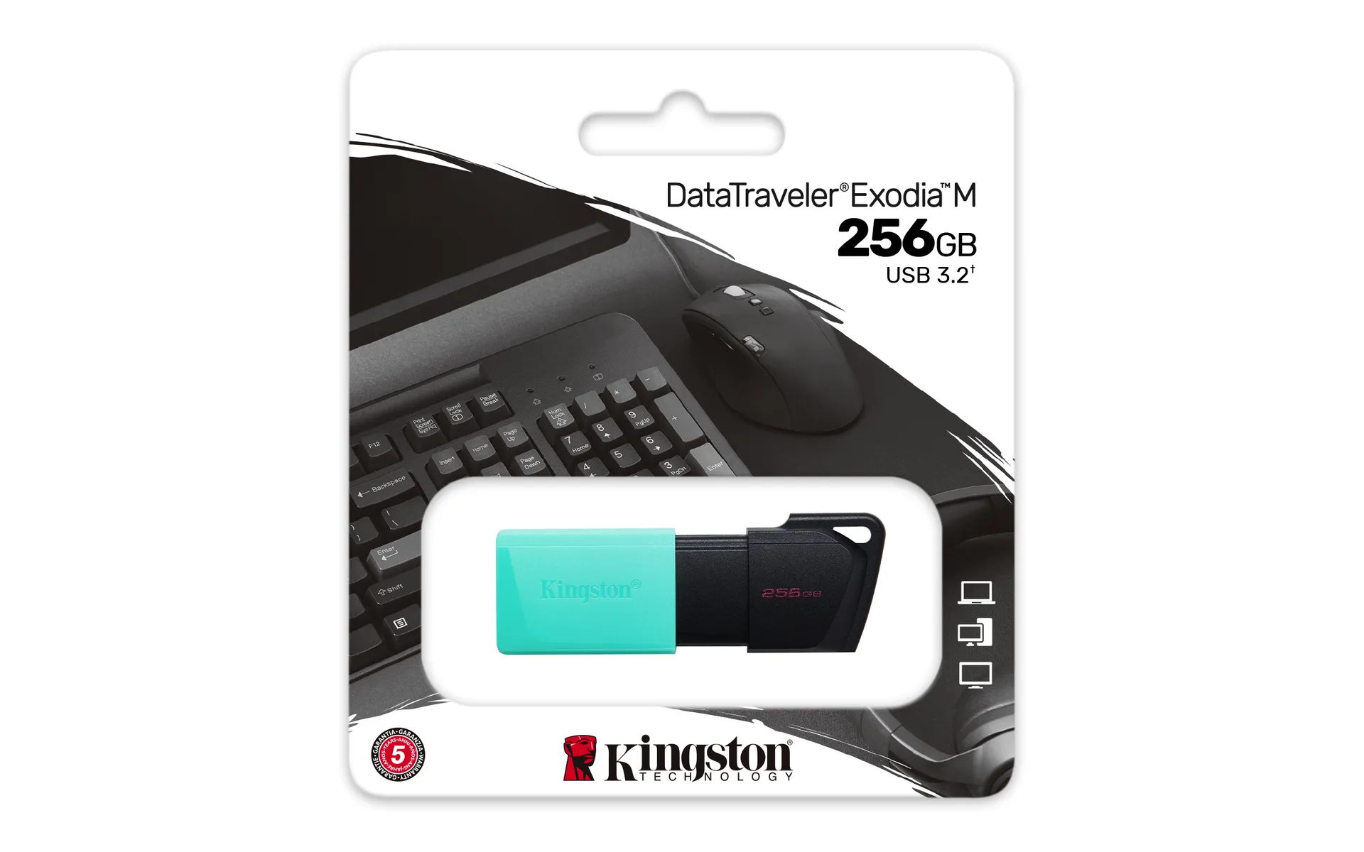 Kingston Technology DataTraveler 256GB USB3.2 Gen1 Exodia M (Schwarz + Türkis) – Bild 6
