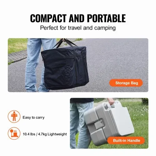 VEVOR Tragbare Toilette für Camping, Porta Potty mit Tragetasche, 5,3 Gallonen Abwassertank und 3,2 Gallonen Spültank, Toilettenstuhl mit Druckknopfspülung, auslaufsichere und geruchslose Reisetoilette fürs Campingauto – Bild 5