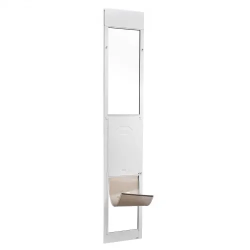 VEVOR Hundetür Haustiertür für Glasschiebetür, 2311–2439 mm höhenverstellbar, Rahmen aus Aluminiumlegierung mit drehbaren Metallscharnieren & Schlossdesign, 346 x 600 mm Vorhangmaße, Weiß – Bild 8