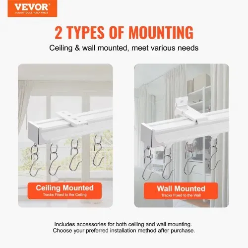 VEVOR Schiebe-Deckenvorhangschienensystem Set 1,8 m Raumteiler-Gardinenschiene Halterung zur Decken-/Wandmontage für Wohnzimmer Schlafzimmer mit Haken & Hardware & 2 Schienen, weiß 1810 x 68 x 46 mm VEVOR Schiebe-Deckenvorhangschienensystem Set 1,8 m Raumteiler-Gardinenschiene Halterung zur Decken-/Wandmontage für Wohnzimmer Schlafzimmer mit Haken & Hardware & 2 Schienen, weiß 1810 x 68 x 46 mm