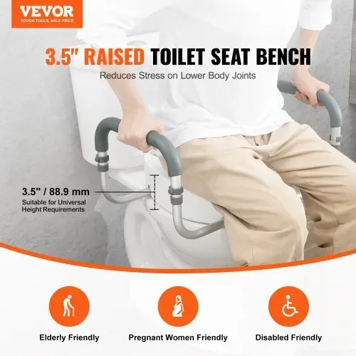 VEVOR Toilettensitzerhöhung, 88,9 mm Hoch, Tragkraft 136 kg, für Runde Standardtoiletten, Aluminium-Handlauf, mit EVA-Armlehnenpolster, für Senioren, Behinderte, Patienten, Schwangere, Mediziner VEVOR Toilettensitzerhöhung, 88,9 mm Hoch, Tragkraft 136 kg, für Runde Standardtoiletten, Aluminium-Handlauf, mit EVA-Armlehnenpolster, für Senioren, Behinderte, Patienten, Schwangere, Mediziner
