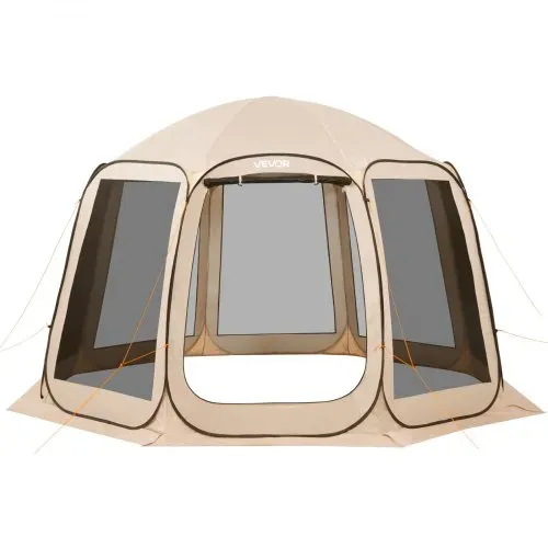 VEVOR Pop-Up-Zelt, 365,76x335,28 cm, tragbares Campingzelt für 10–12 Personen, mit Netz, Tragetasche, Seitenwänden und Heringen, für Garten, Terrasse und Outdoor-Aktivitäten, Beige – Bild 9