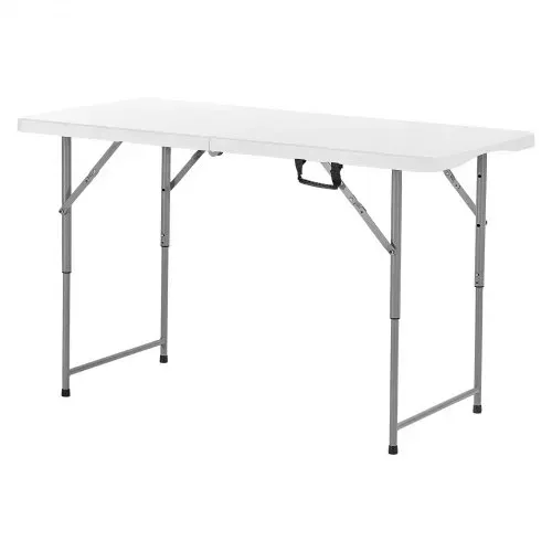 VEVOR Klapptisch Buffettisch tragbarer Allzwecktisch 122 cm, rechteckiger Kunststofftisch mit verstellbarer Höhe & integriertem Griff, Gartentisch Campingtisch für Partys Picknick Camping, weiß – Bild 8
