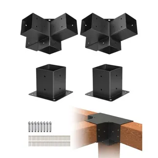 VEVOR Pfostenverbinder, Pfostennecke für 92×92 mm Pfosten, 4-Wege-Hochleistungs-Eckhalterungen, Pfostenträger, Woodworks DIY-Pfostenbasissatz, für Pavillons, Terrassenpergolen, Pavillion, 4er-Set VEVOR Pfostenverbinder, Pfostennecke für 92×92 mm Pfosten, 4-Wege-Hochleistungs-Eckhalterungen, Pfostenträger, Woodworks DIY-Pfostenbasissatz, für Pavillons, Terrassenpergolen, Pavillion, 4er-Set