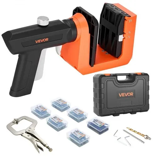 VEVOR Pocket Hole Jig, Taschenloch-Bohrschablone Set, 12,7, 19, 38,1 mm, 360° Drehbarer Griff, 260 Schrauben, C-Klemme, Anschlagring, Bohrer, Einfaches Spannen & Einstellen, Für Holzbearbeitung – Bild 8