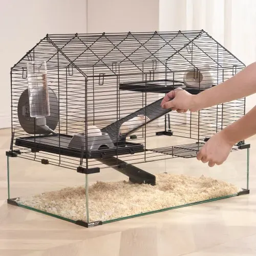 VEVOR Hamsterkäfig, 360°-Sicht, transparenter Hamsterlebensraum, Kleintierkäfig, 75x44x61 cm, belüfteter Mäusekäfig mit Wasserflasche, Rattenkäfig, tragbares Hamsterhaus für Ratten, Meerschweinchen – Bild 7