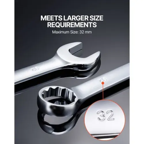VEVOR Schlüsselsatz 25-teiliger Ratschenschlüsselsatz mit Rolltasche, Schlüsselsatz aus Karbonstahl metrisch 6 mm bis 32 mm, ideal für Haushalt Autoreparaturen Werkstatt Garage Notfall – Bild 4