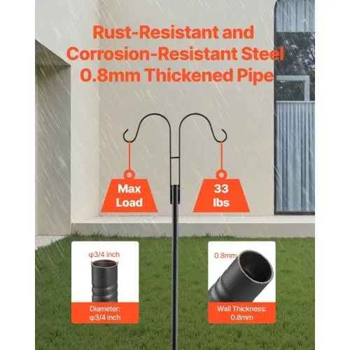 VEVOR Schäferhaken 8er-Pack, Hirtenhaken 156 cm, Garten Doppelhaken Laternenstab, 1,9 cm dicke Gartenhaken zum Aufhängen von Kolibri-Futterspendern, Pflanzenkörben, Solarlaternen, Windspielen – Bild 2
