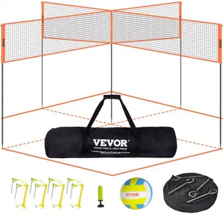 VEVOR Volleyballnetz Höhenverstellbares Volleyballnetz Set, 4,3 x 2,2 m Tragbarer Beachvolleyball-Netz, Orange Volleyballnetz Faltbare Volleyballnetz mit Volleyball & Tragetasche, für Garten, Strand VEVOR Volleyballnetz Höhenverstellbares Volleyballnetz Set, 4,3 x 2,2 m Tragbarer Beachvolleyball-Netz, Orange Volleyballnetz Faltbare Volleyballnetz mit Volleyball & Tragetasche, für Garten, Strand