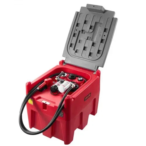 VEVOR Tragbarer Dieseltank, 220 L Fassungsvermögen & 48L/min Durchflussrate, Gaskraftstofftank mit 12 V Transferpumpe & 4 m Gummischlauch, PE-Diesel-Transfertanks für Kraftstofftransport, Rot – Bild 9