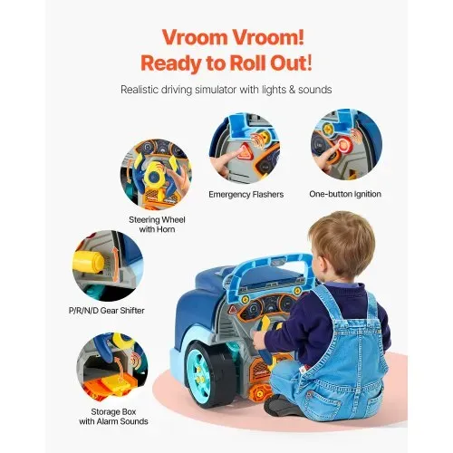 VEVOR Motorspielzeug, 60-teilig, Autoreparaturset für Kinder, mit abnehmbaren Teilen, Lichtern und Geräuschen, Lenkrad und Hupe, Mechaniker-Werkstattset für Kinder für Kleinkinder ab 3 Jahren, Blau – Bild 3