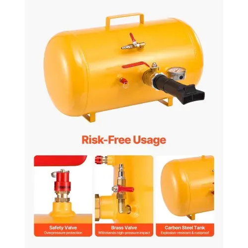 VEVOR Luftreifen Perlensitzer Luftreifenperlen Sitzer 37,9 L Reifenwulst Blaster Werkzeug, 0,6–0,8 MPa Betriebsdruck, Luftauslöser-Sitzpumpe für Pickup Truck ATV Jeep Traktor Lkw UTV Gelb – Bild 4