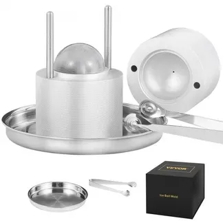 VEVOR Eiswürfelbereiter Eiswürfelformen Satz 60 mm, Eiswürfelform Eiskugelform mit Eiszange & Tropfschale, Alu Strapazierfähige Eiswürfelformen Eiswürfelbehälter Whisky Americano, Saft & Milch Silber VEVOR Eiswürfelbereiter Eiswürfelformen Satz 60 mm, Eiswürfelform Eiskugelform mit Eiszange & Tropfschale, Alu Strapazierfähige Eiswürfelformen Eiswürfelbehälter Whisky Americano, Saft & Milch Silber