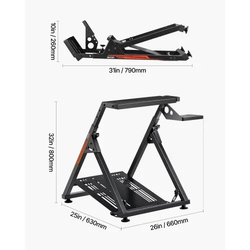 VEVOR Lenkradständer, verstellbarer & faltbarer Simulatorständer für G923 G920 G29 G27, Thrustmaster T300RS TX F458 T500RS T3PA-PRO (F1/GT) Gaming-Cockpit, Pedalsimulator nicht enthalten, kompakt – Bild 6