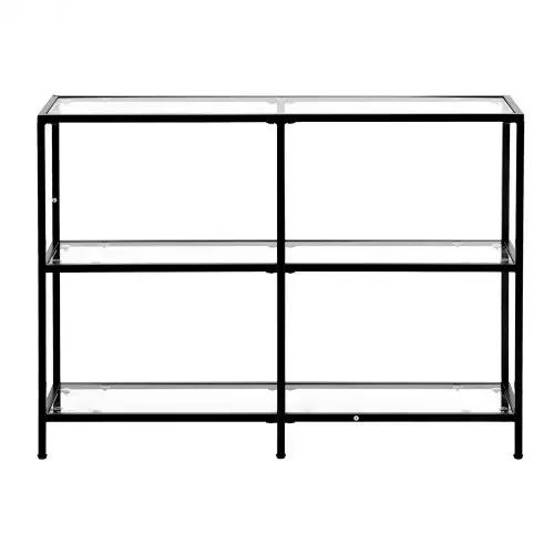VEVOR 3-stufiger Konsolentisch moderner Flurtisch (100 x 30 x 72,9 cm) mit Platte aus gehärtetem Glas, 30 kg belastbarer Beistelltisch mit Kippschutz für Wohnzimmer Eingangsbereich Foyer Schwarz – Bild 9