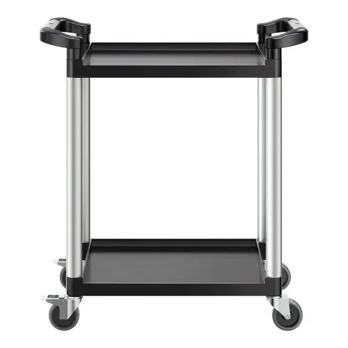 VEVOR Mehrzweckwagen, 136 kg Tragkraft, 2-stufiger Universalwagen aus Kunststoff mit 360° Schwenkrädern (2 mit Bremsen), 800x410x945 mm großer Servierwagen für Lager, Büro, Zuhause, Restaurant, Küche – Bild 10