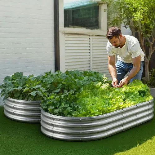 VEVOR Hochbeet Metall 1800x900x290 mm, Pflanzbeet, Gemüsebeet, Pflanzkasten mit offenem Boden & abgerundeten Kanten, Blumenbeet, Kräuterbeet, ideal für Gemüse, Blumen, Kräuter & Sukkulenten, Oval – Bild 7