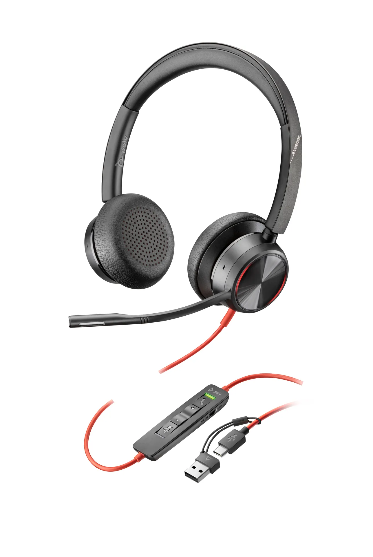 HP Poly Blackwire 8225 USB-C Stereo-Headset + USB-C/A-Adapter HP Poly Blackwire 8225 USB-C Stereo-Headset + USB-C/A-Adapter