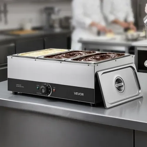 VEVOR Schokoladenschmelzmaschine 3 Abnehmbare Behälter Edelstahl 1,2 kW, für Bäckereien, Konditoreien und Restaurants, mit Temperaturregelung 30–85 ℃, Trockenlaufschutz, Schokoladentempiermaschine – Bild 7