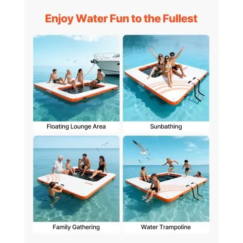 VEVOR Aufblasbares Schwimmdock, 3,05x3,05 m, Schwimmplattform mit Rutschfester Oberfläche, Tragetasche & Abnehmbarer Leiter, Schwimmende Insel, Wasserplattform für Pool, Strand & Meer – Bild 5